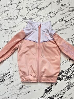 Puma Girls' Pink and White Zip-Up Track Jacket